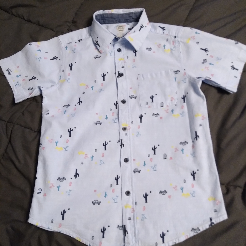 Wonder Nation boys button up shirt , size 10-12, light blue with pattern